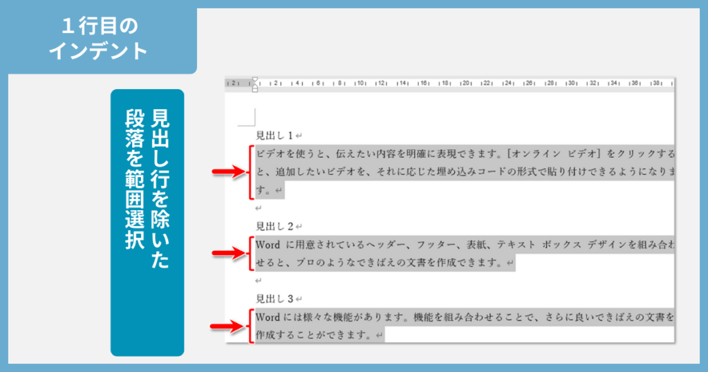 1行目のインデントの調整方法1