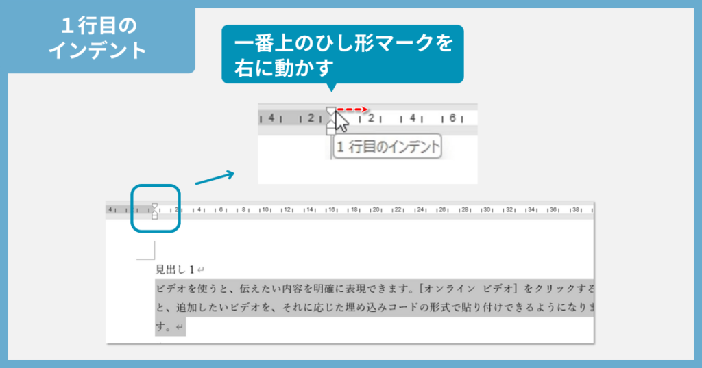 1行目のインデントの調整方法2