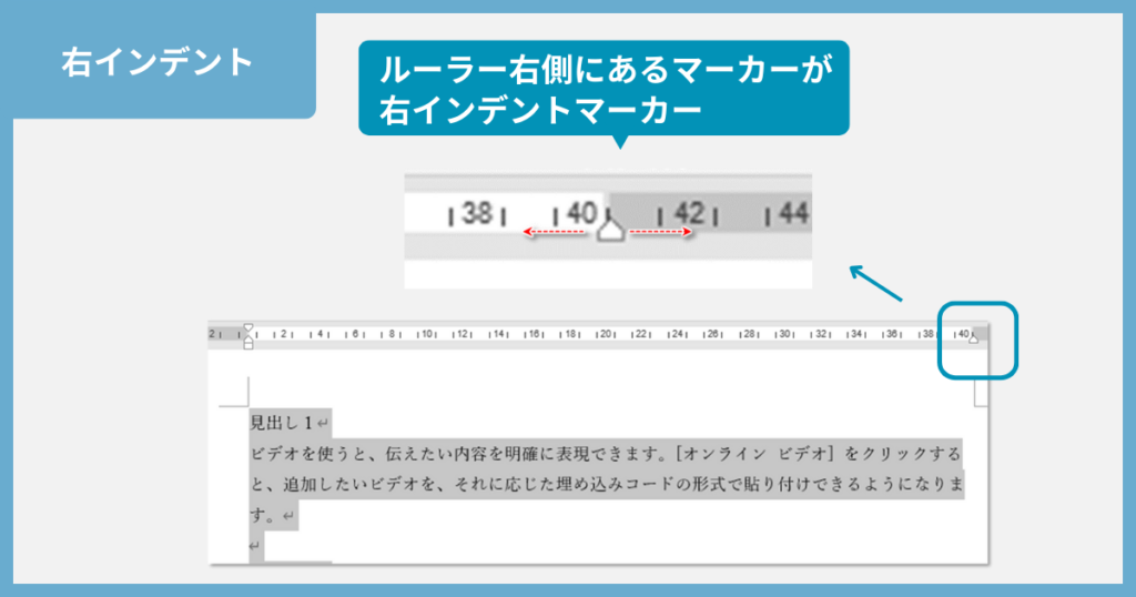 右インデントの調整方法１